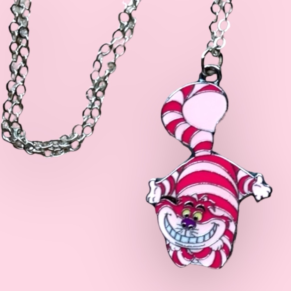 Cheshire Cat Kids Necklace- Pink and White Alice In Wonderland NWT - Picture 3 of 6